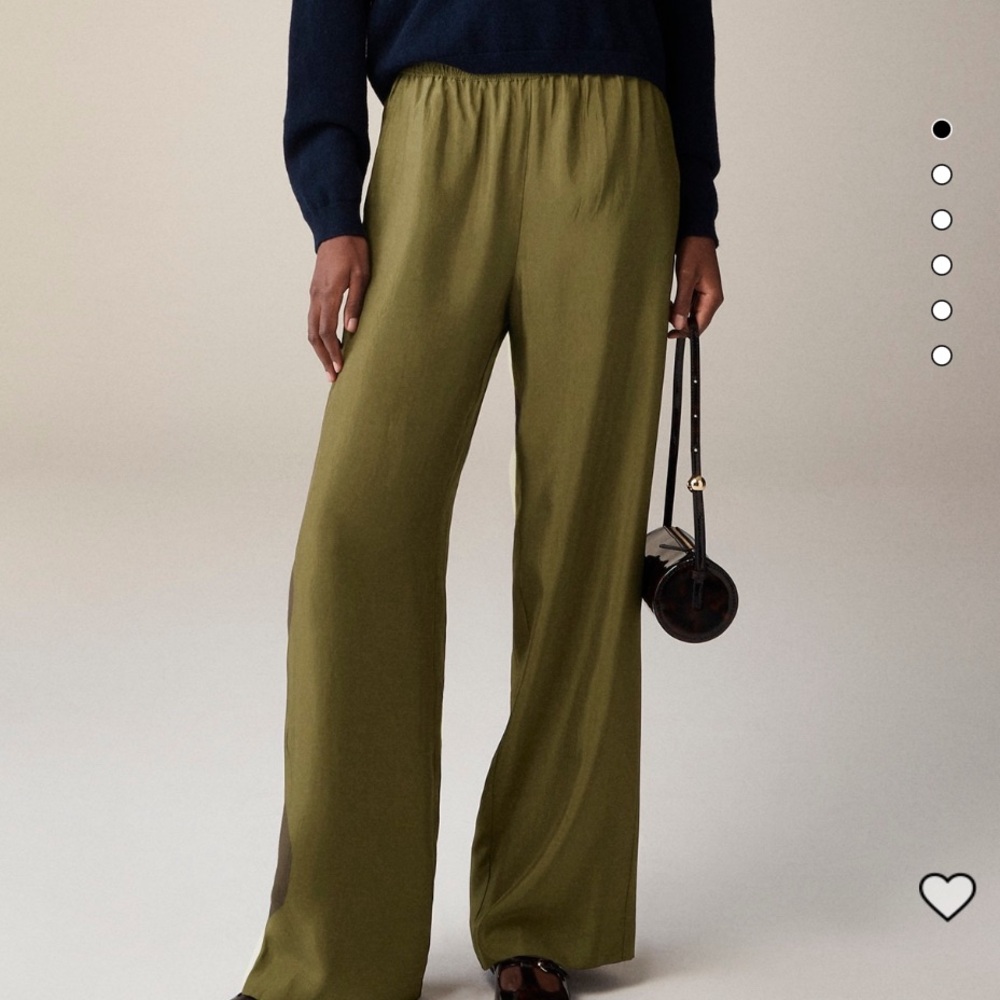 J.Crew Stratus Wide Leg Pant in Textured Satin olive Size Small